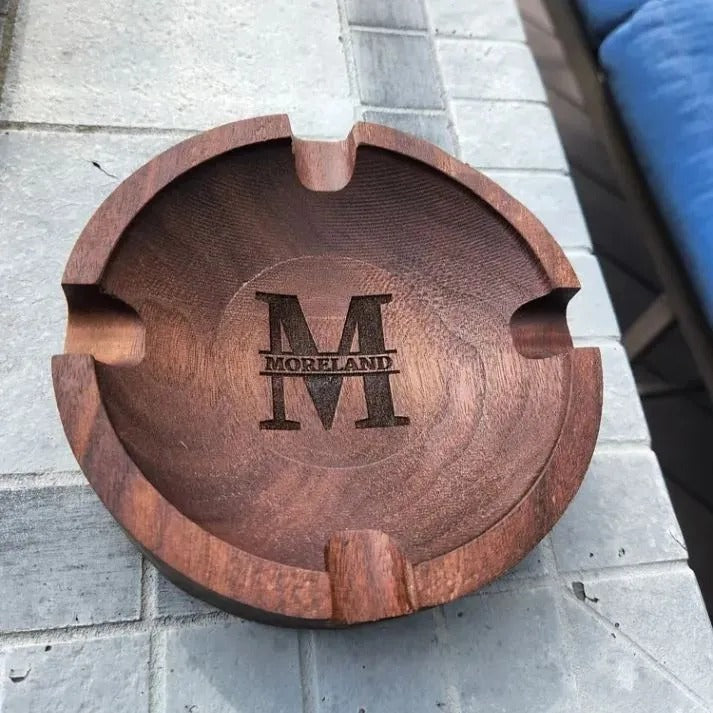 Personalized Name Walnut Cigar Ash Tray