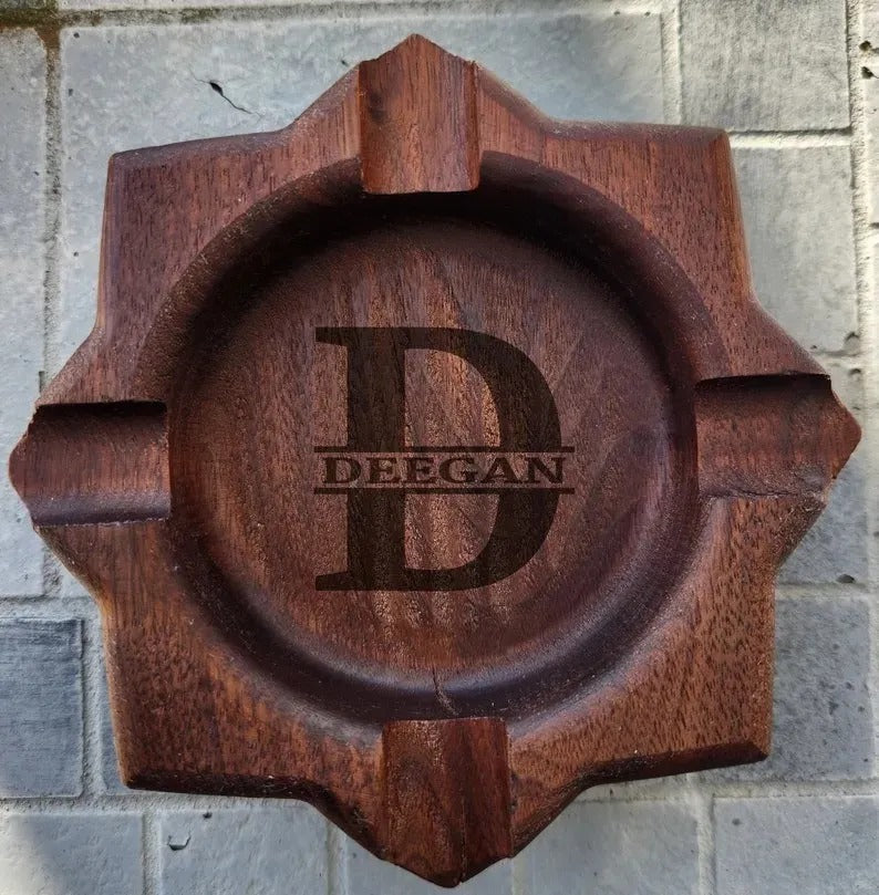 Personalized Name Walnut Cigar Ash Tray
