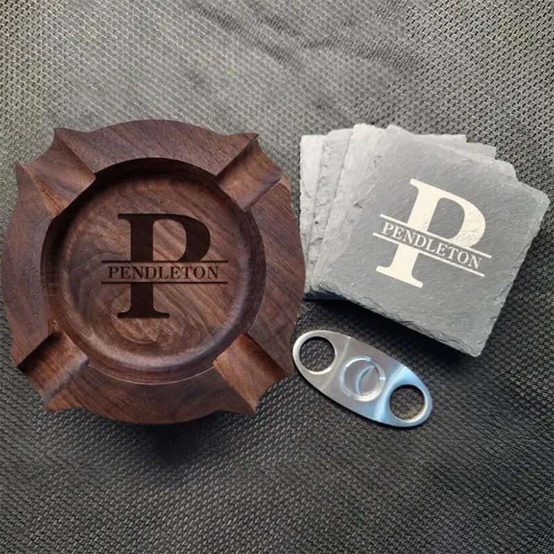 Personalized Name Walnut Cigar Ash Tray