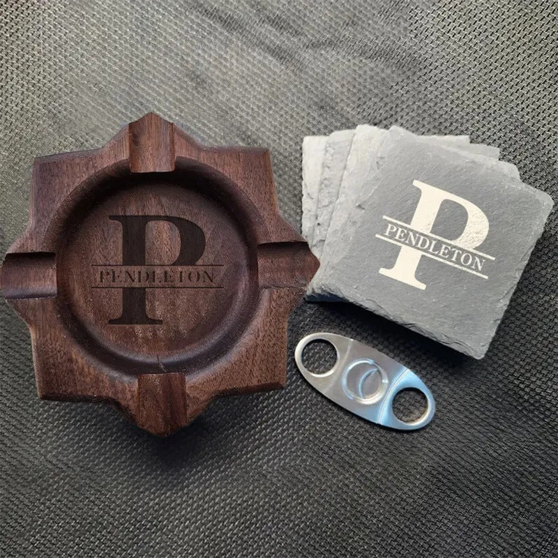 Personalized Name Walnut Cigar Ash Tray