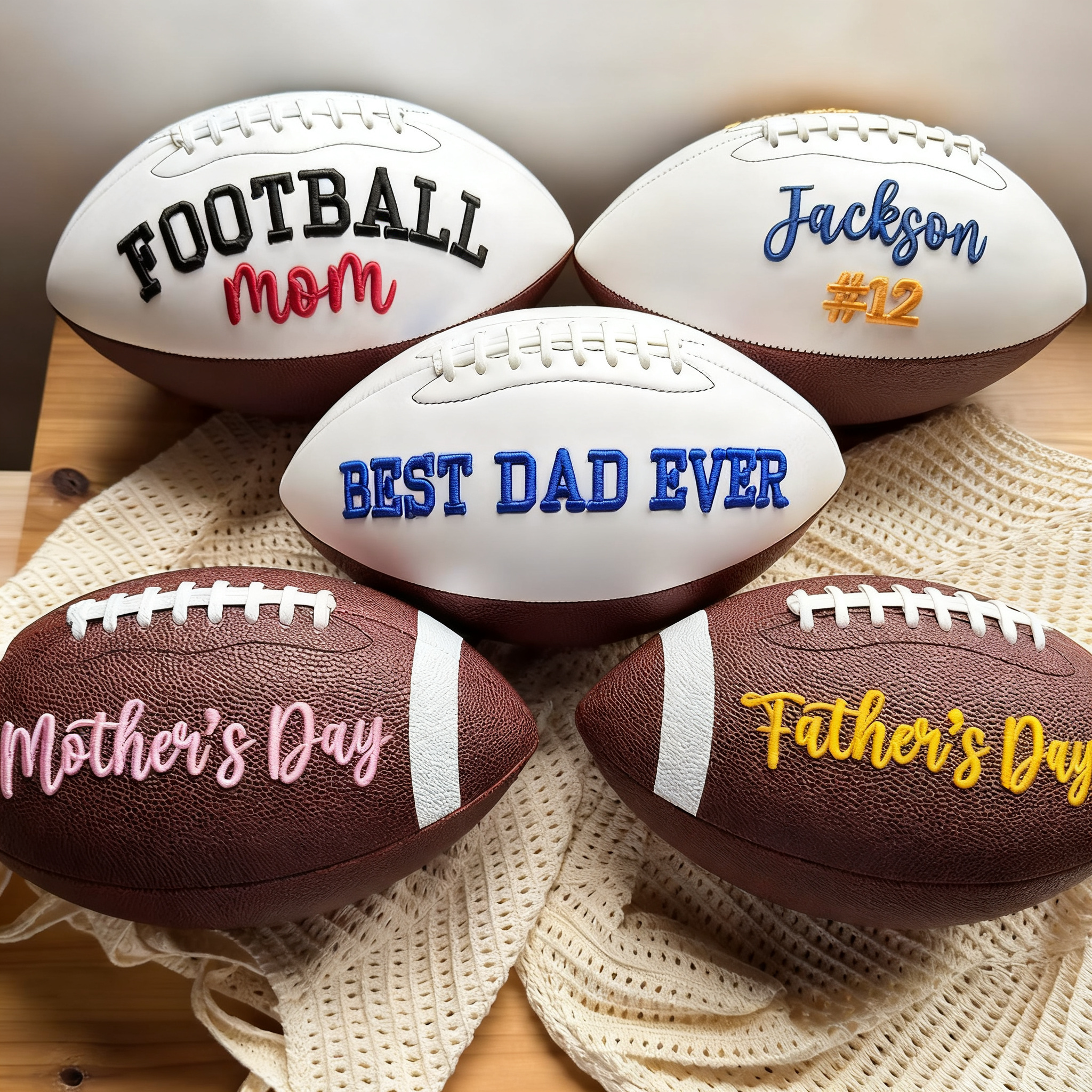 Custom Embroidered Football, Gift for Mom, Gift for Dad