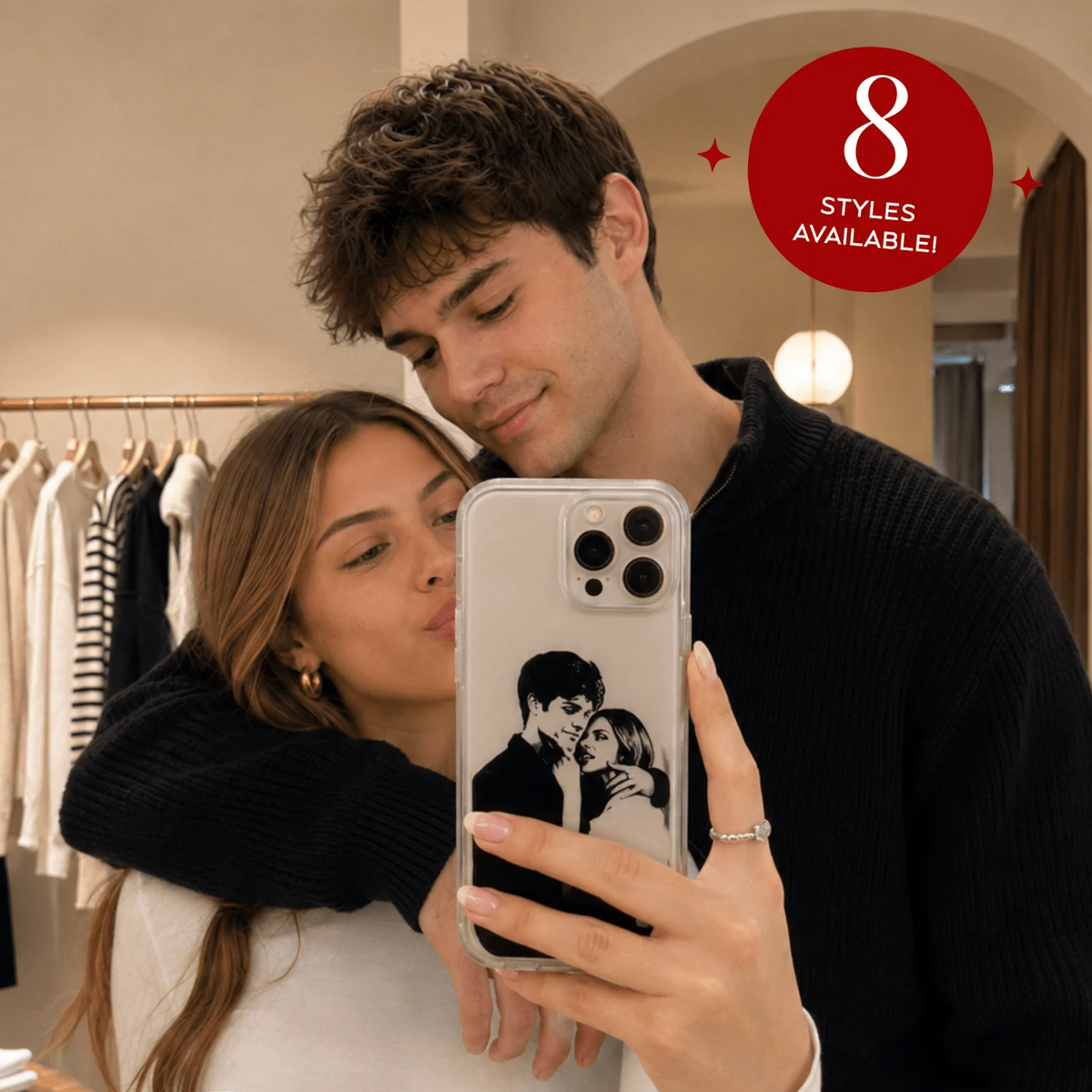 Custom Couple Photo Phone Case – 8 Romantic Designs, Personalized Boyfriend Girlfriend Gift, Fits All Smartphone Models