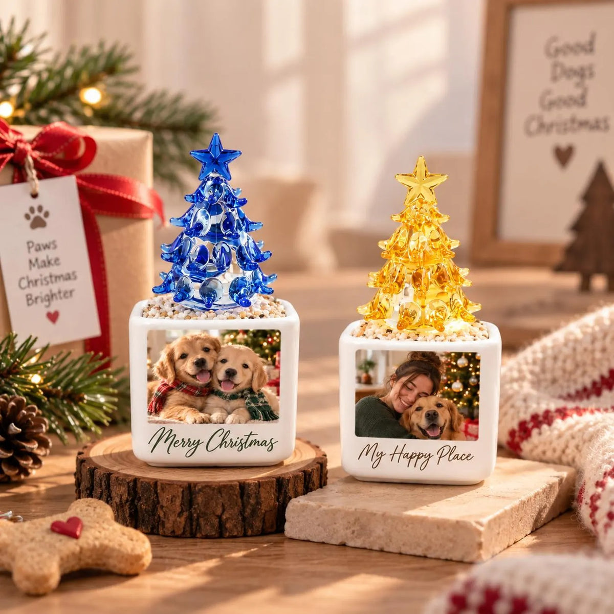 Personalized Christmas Tree — Custom Photo Christmas Ornament, Family & Pet Keepsake with Custom Name, Holiday Decor