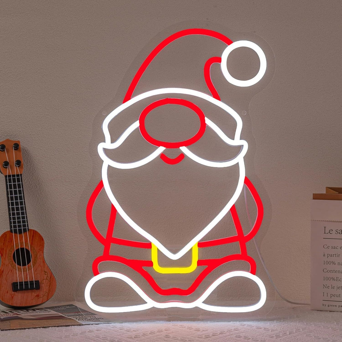Christmas Santa Neon LED Sign — Merry Christmas Light Up Decor, Holiday Wall Art Gift