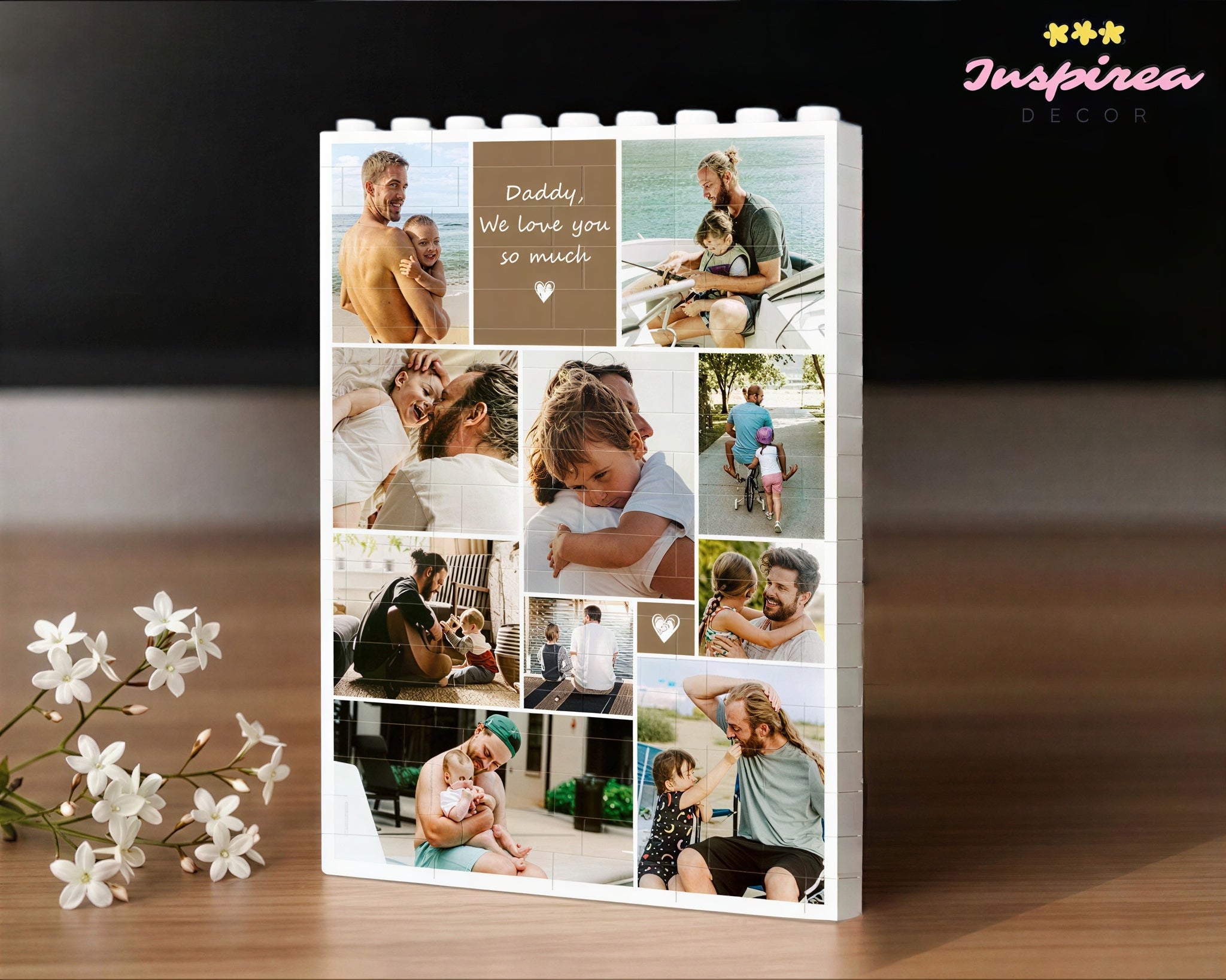 Custom Photo Collage Dad And Kids Building Blocks, Gift for Dad, Best Dad Gift, Fathers Day Picture Collage