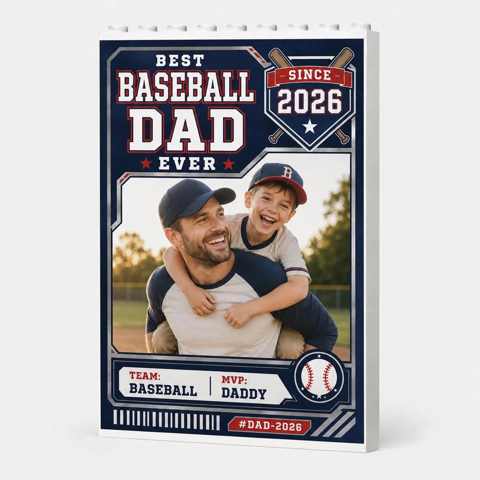 Personalized Dad Photo Trading Card Block | Custom Sports Picture Frame Father's Day Gift 2026