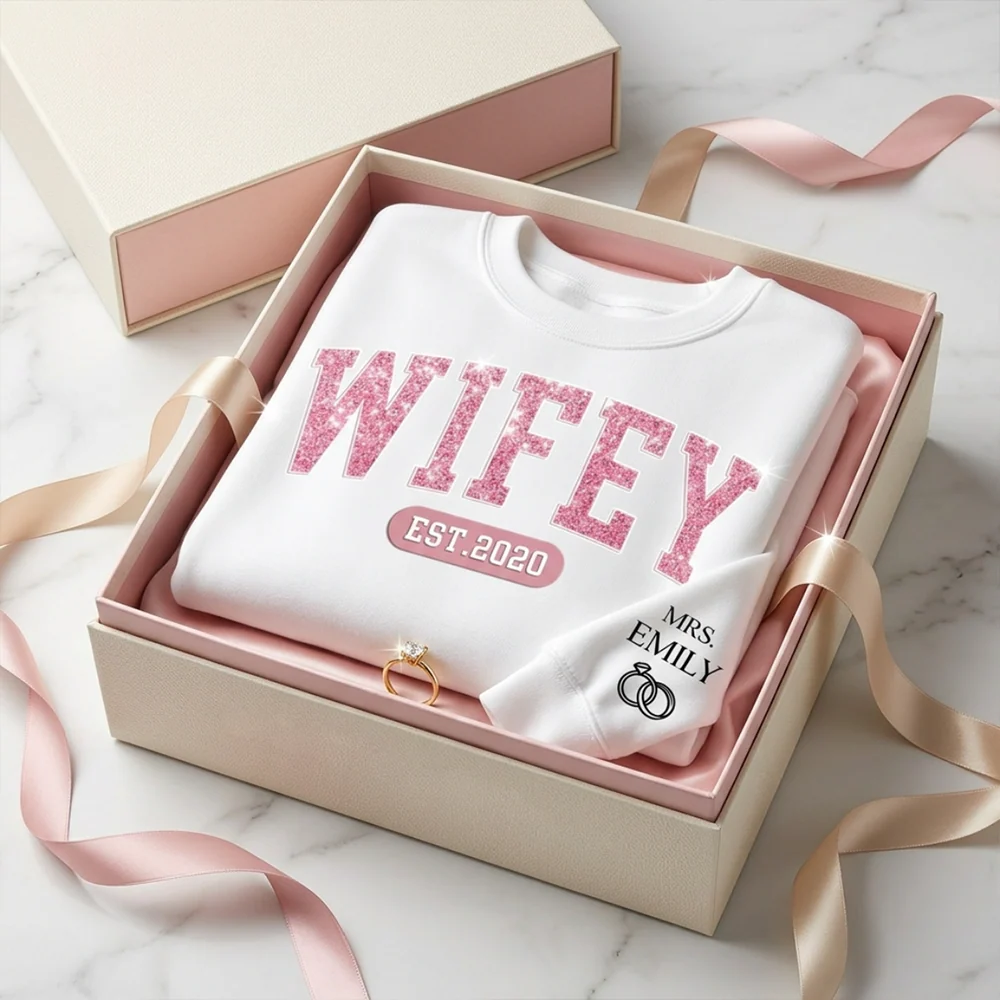 Mrs Est - Couple Personalized Sweatshirt- Gift For Husband Wife, Anniversary