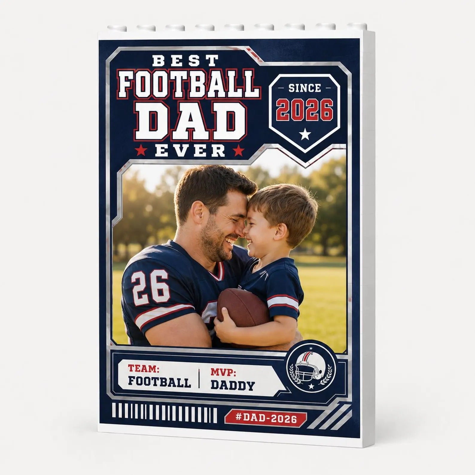 Personalized Dad Photo Trading Card Block | Custom Sports Picture Frame Father's Day Gift 2026