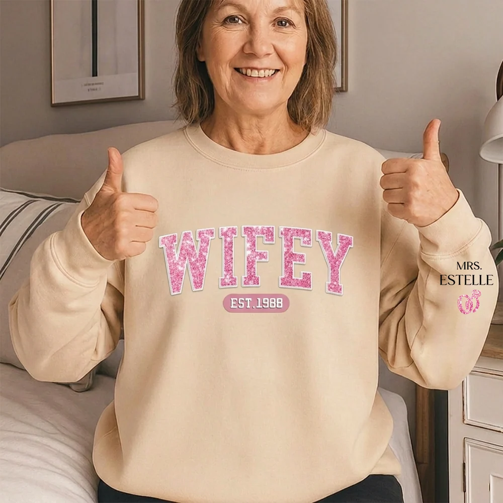 Mrs Est - Couple Personalized Sweatshirt- Gift For Husband Wife, Anniversary