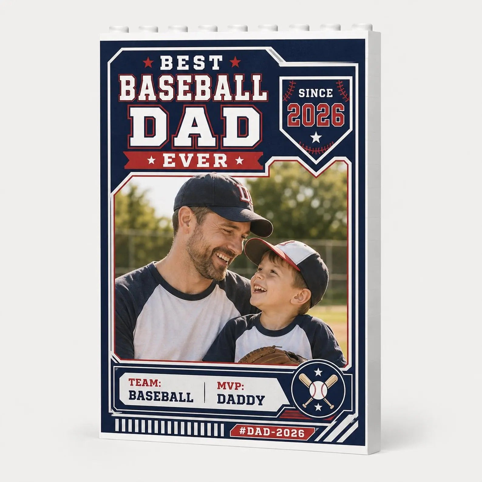 Personalized Dad Photo Trading Card Block | Custom Sports Picture Frame Father's Day Gift 2026