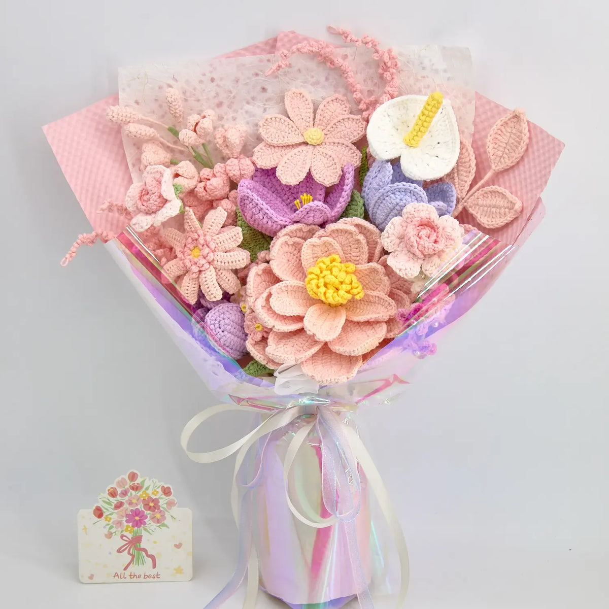 Blush Peony Crochet Bouquet – Handmade Forever Flowers, Perfect Couple's Gift in a Premium Box