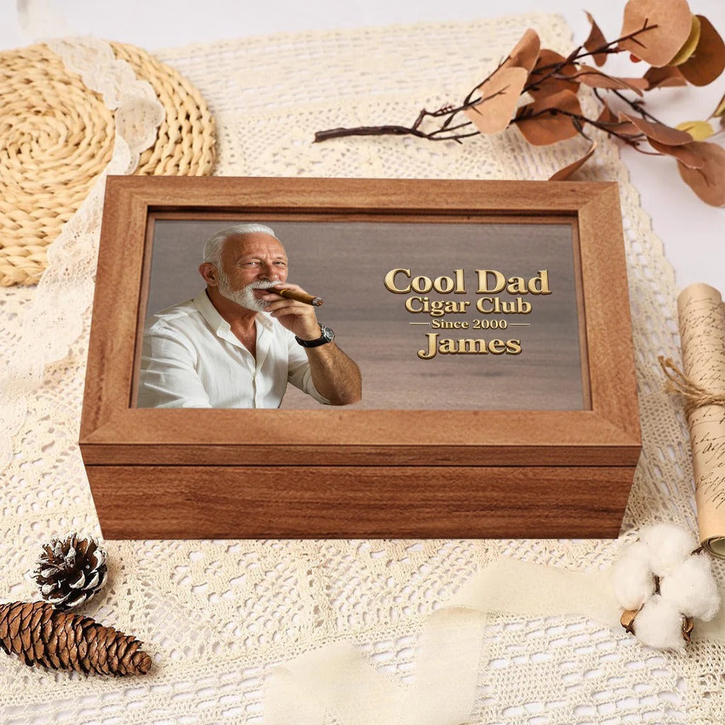 Cool Dad Personalized Wooden Box | Custom Engraved Solid Wood Gift for Father's Day