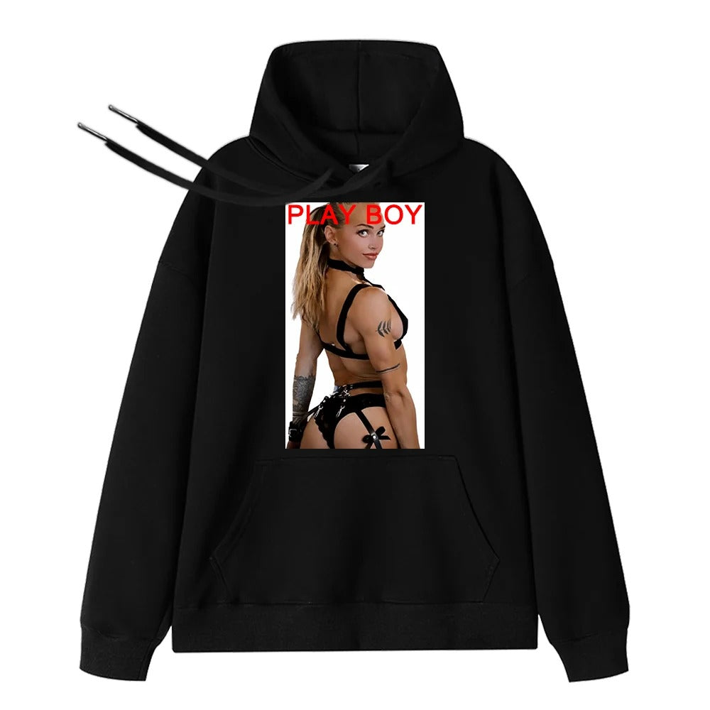 Custom Couple Sexy Photo Hoodie – Printed Playboy Style Sweatshirt, Personalized Gift for Him, Hot Valentine's Day Gift