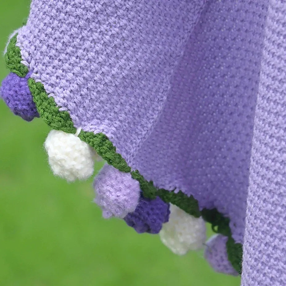 Tone-on-Tone Rose Crochet Blanket – Handmade Throw for Couples & Families, Available in Pink or Purple with Matching Ombre Roses