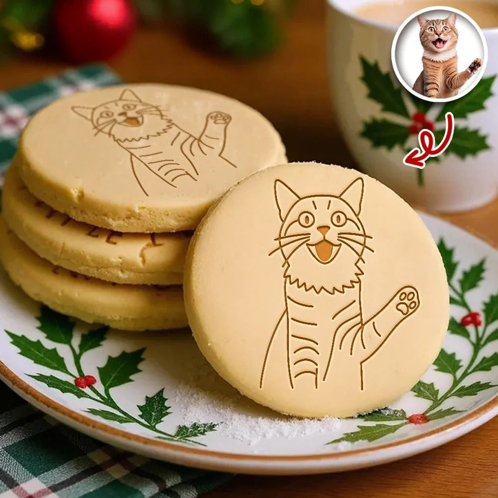 Custom Pet Photo Cookie Stamp — Personalized Line-Art Dog & Cat Design Gift for Pet Lovers