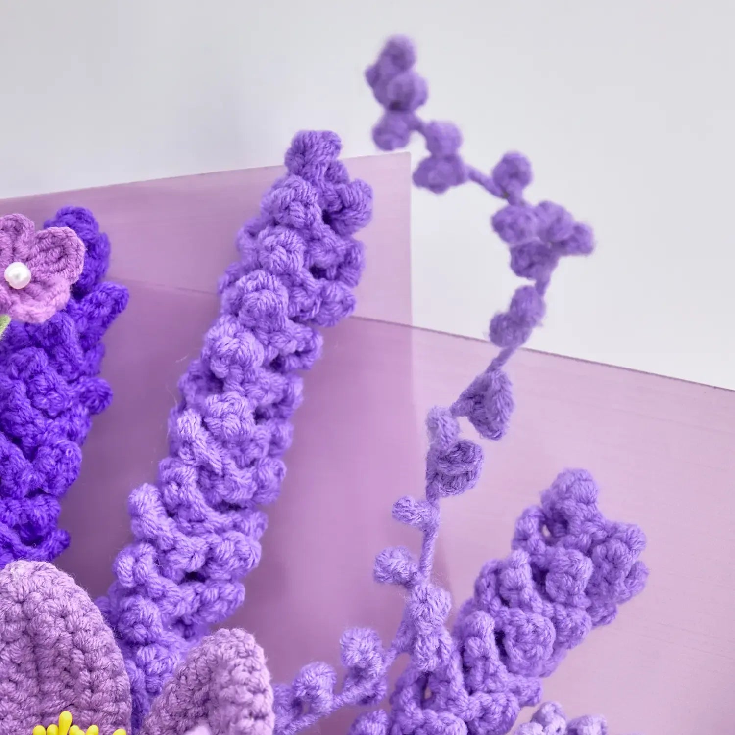 Lavender Dream Crochet Bouquet – Handmade Galsang & Lavender Flowers in a Premium Gift Box