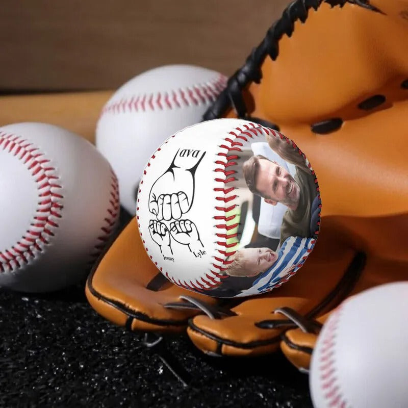 Personalized Little Hands Baseball | Custom Photo Keepsake Gift for Dad, Father's Day