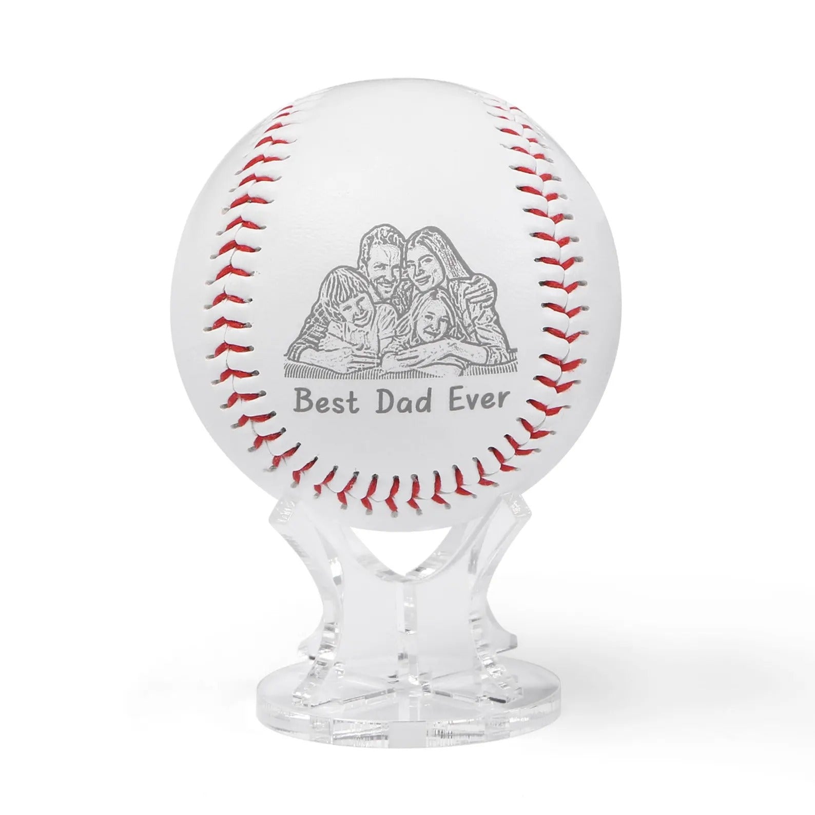 Custom Photo Engraved Baseball - Personalized Kids Picture Baseball Gift for Dad, Unique Father's Day Keepsake