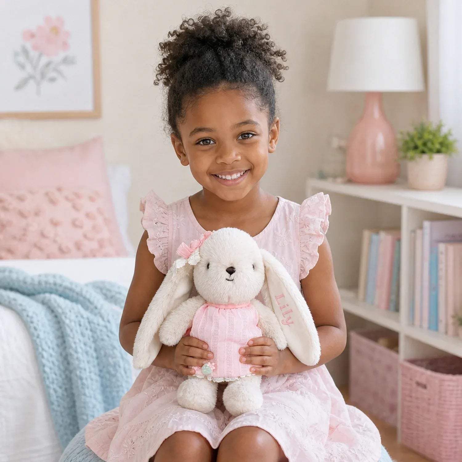 Personalized Bunny Plush, Custom Embroidered Name Stuffed Rabbit, Cute Personalized Gift for Kids & Girls