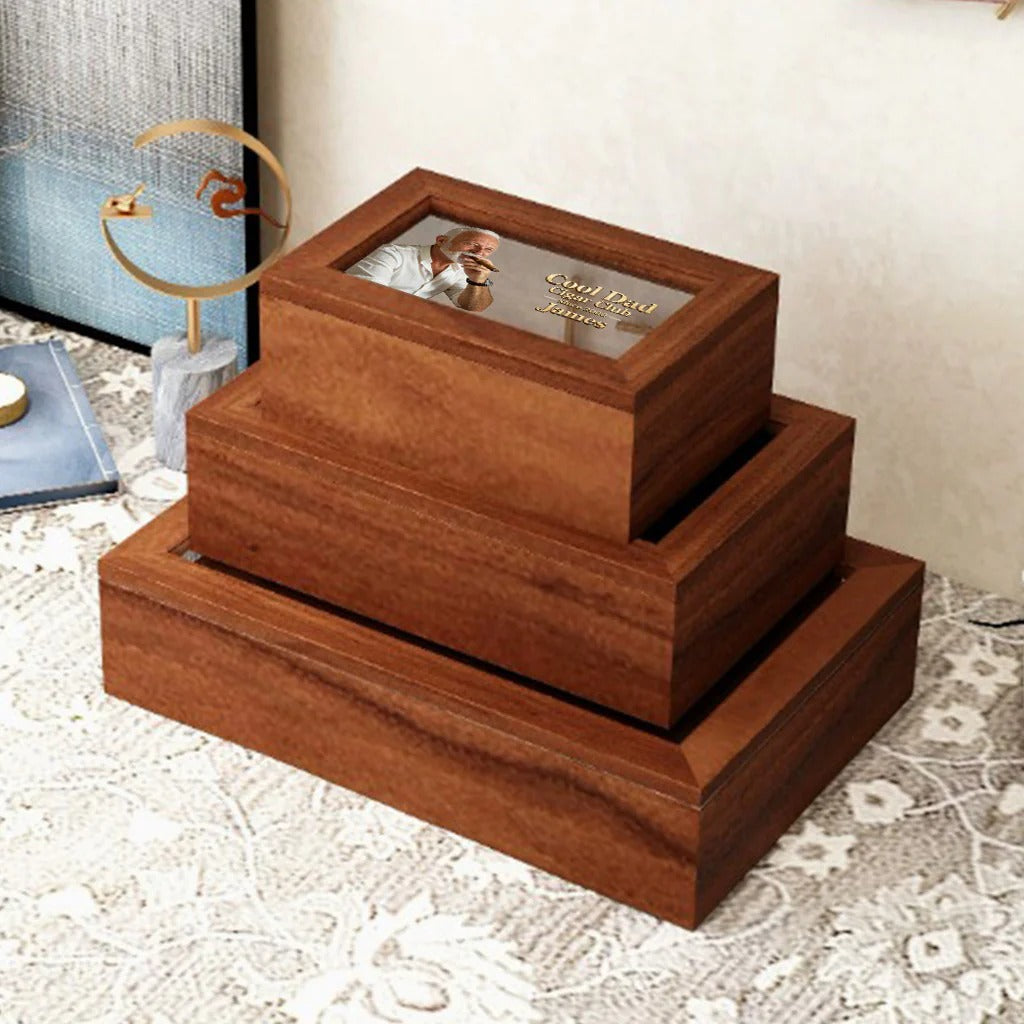 Cool Dad Personalized Wooden Box | Custom Engraved Solid Wood Gift for Father's Day