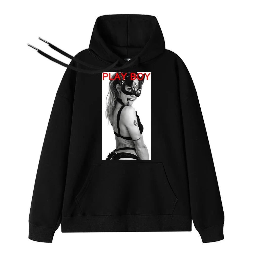Custom Couple Sexy Photo Hoodie – Printed Playboy Style Sweatshirt, Personalized Gift for Him, Hot Valentine's Day Gift