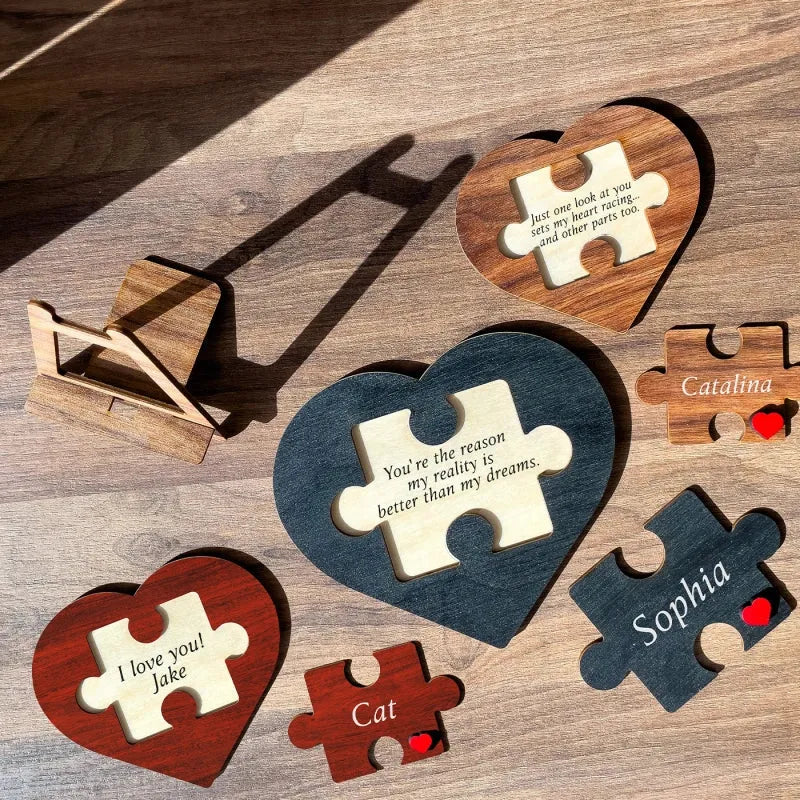 Personalized Puzzle Heart Name Sign — Custom Wooden Keepsake & Gift