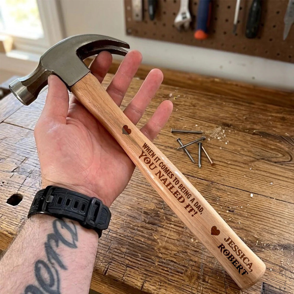 When It Comes To Being A Dad - Personalized Wooden Hammer