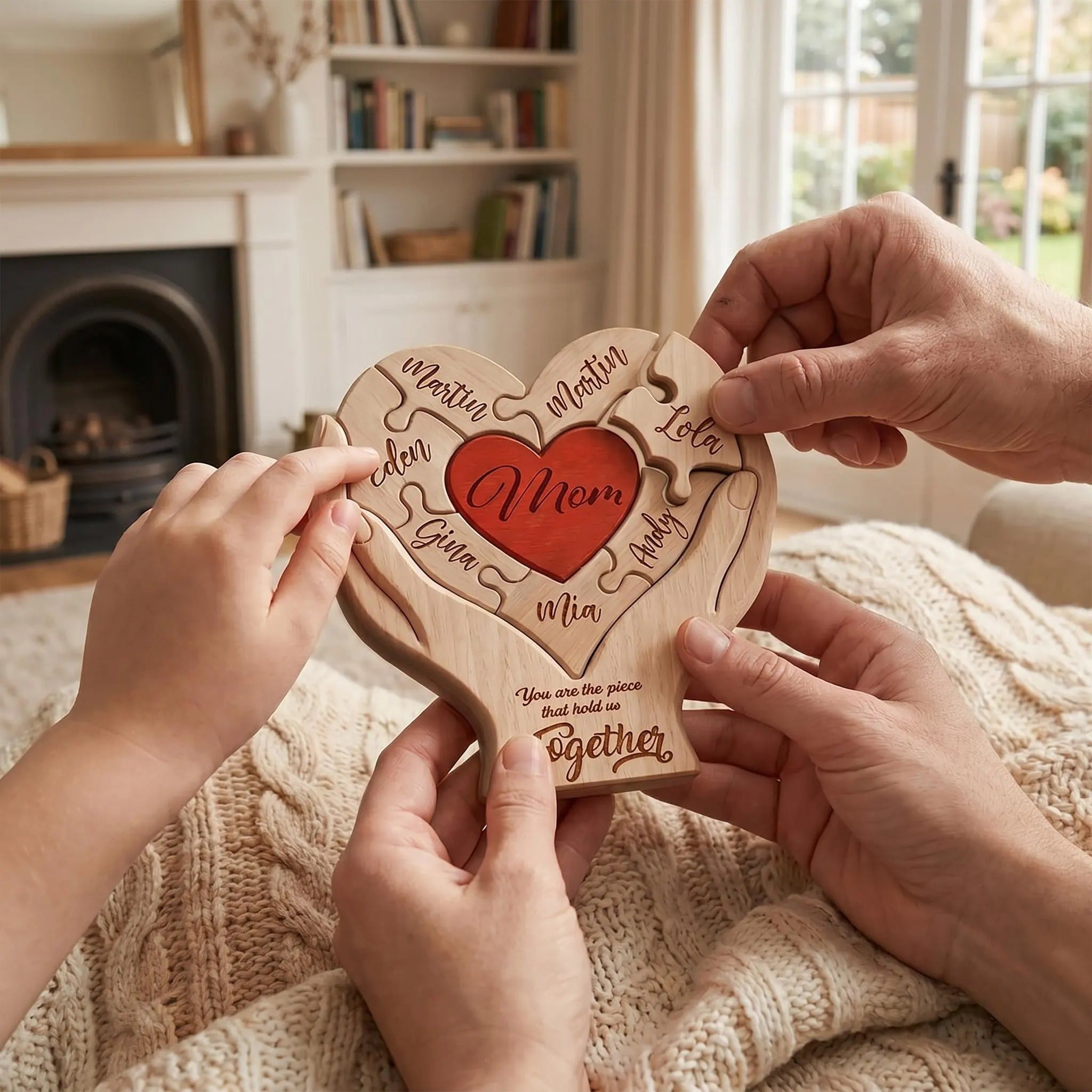 Personalized Mothers Day Wooden Puzzle, You Are The Piece That Holds Us Together Sign-Mother's Day Gift
