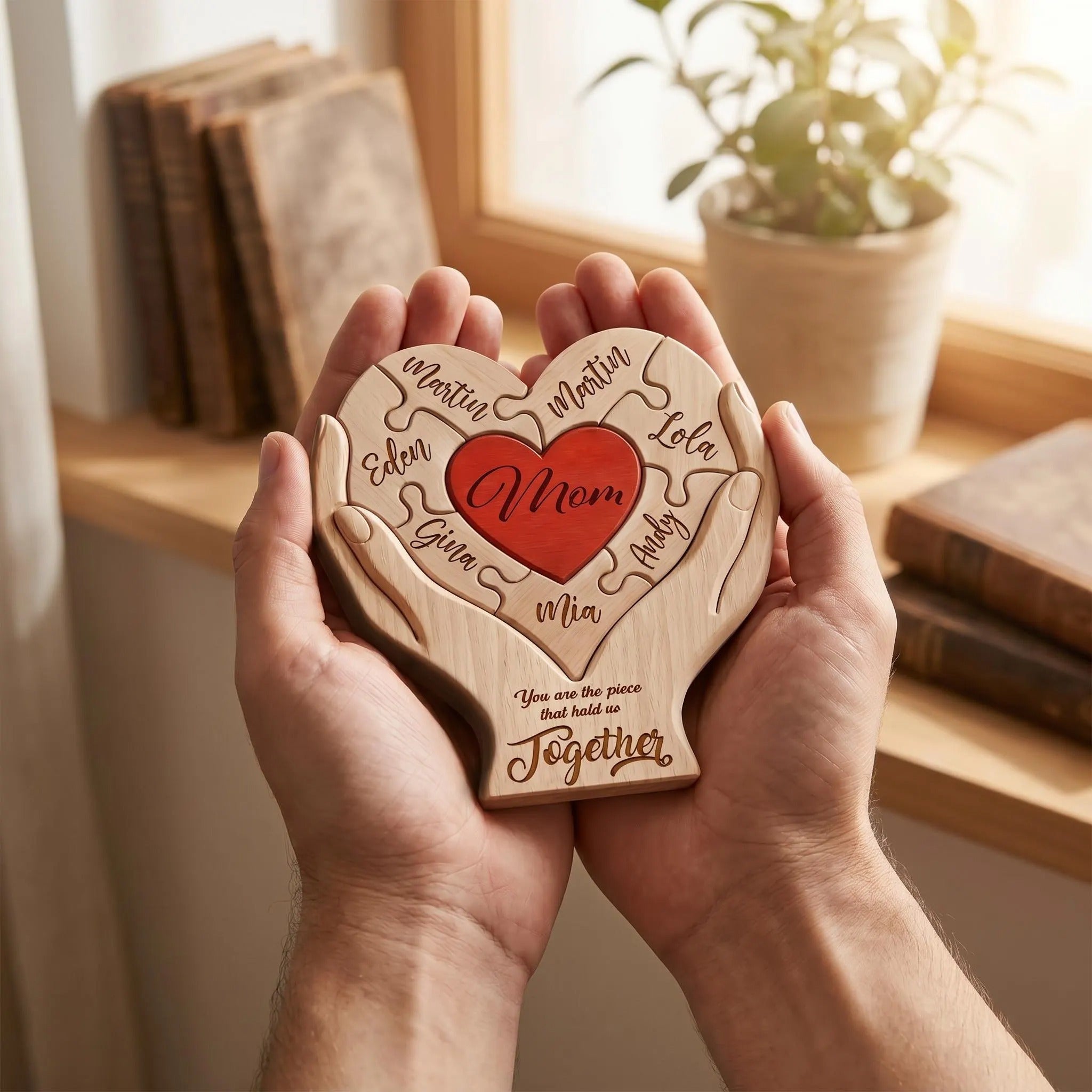 Personalized Mothers Day Wooden Puzzle, You Are The Piece That Holds Us Together Sign-Mother's Day Gift