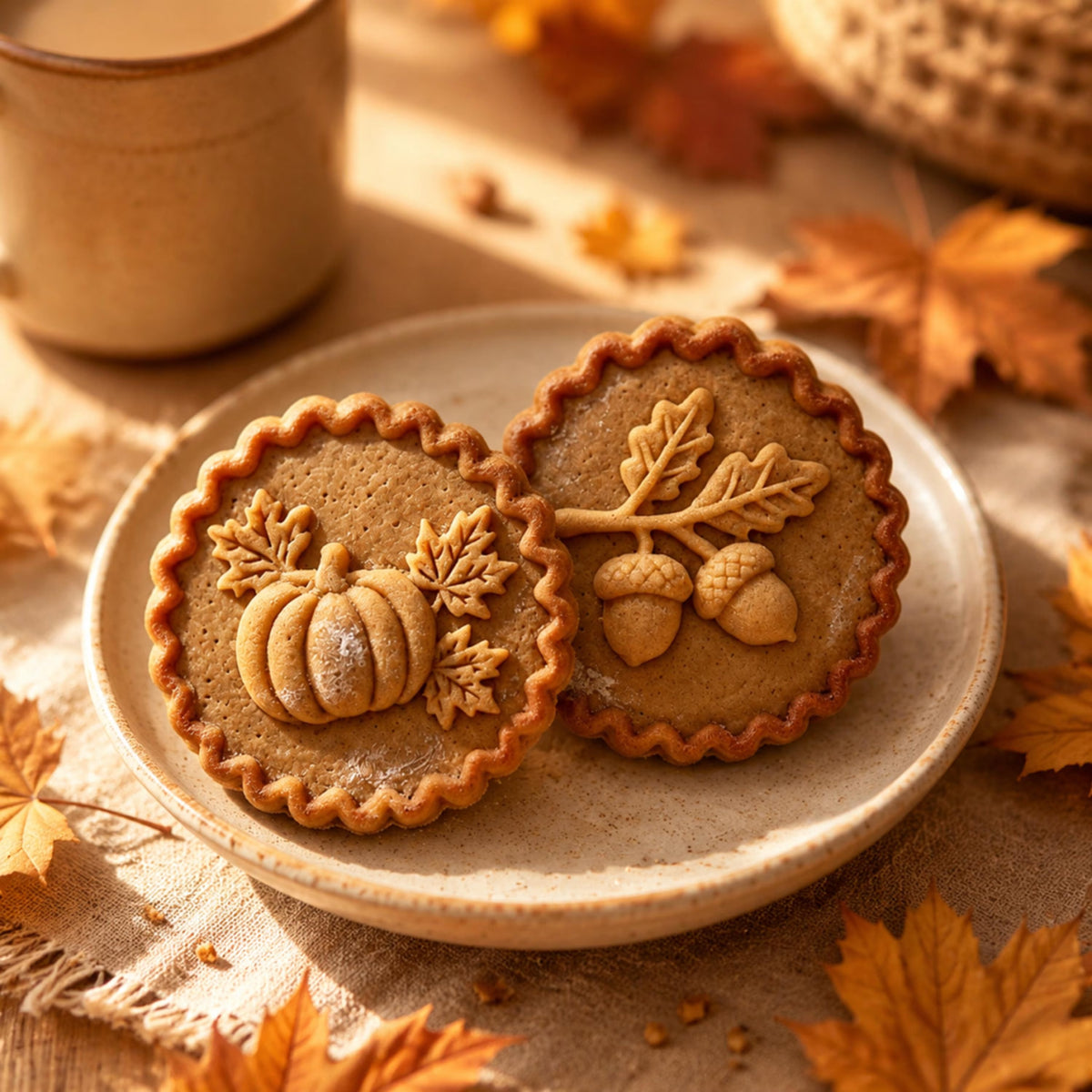 Wooden Acorn Cookie Stamp — Two-Hole Biscuit Embosser, Reusable Baking Mold for DIY Cookies