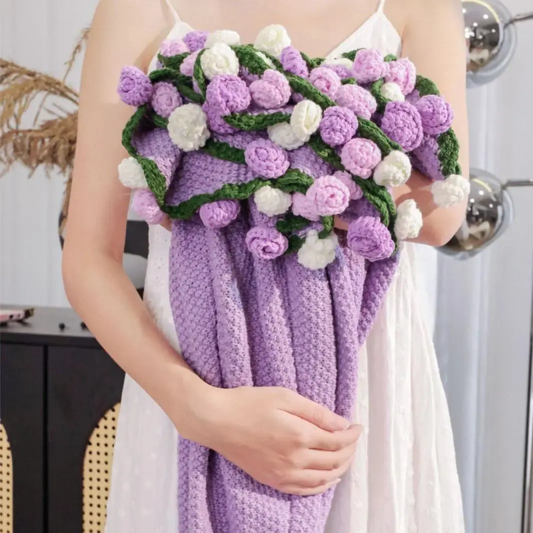 Rose Crochet Flower Blanket – Handmade Throw for Couples & Families