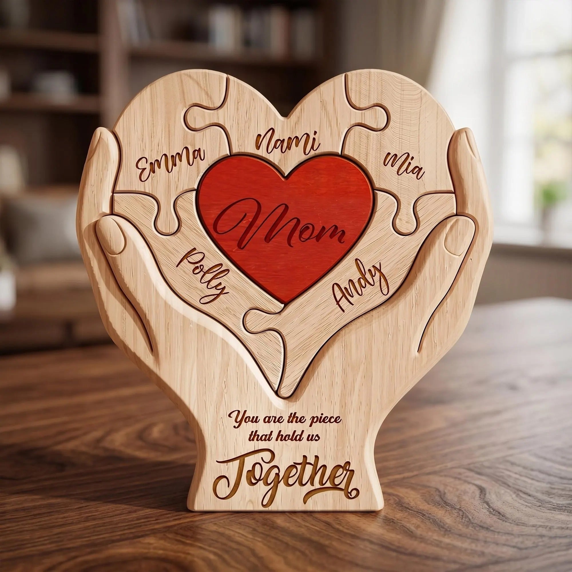 Personalized Mothers Day Wooden Puzzle, You Are The Piece That Holds Us Together Sign-Mother's Day Gift