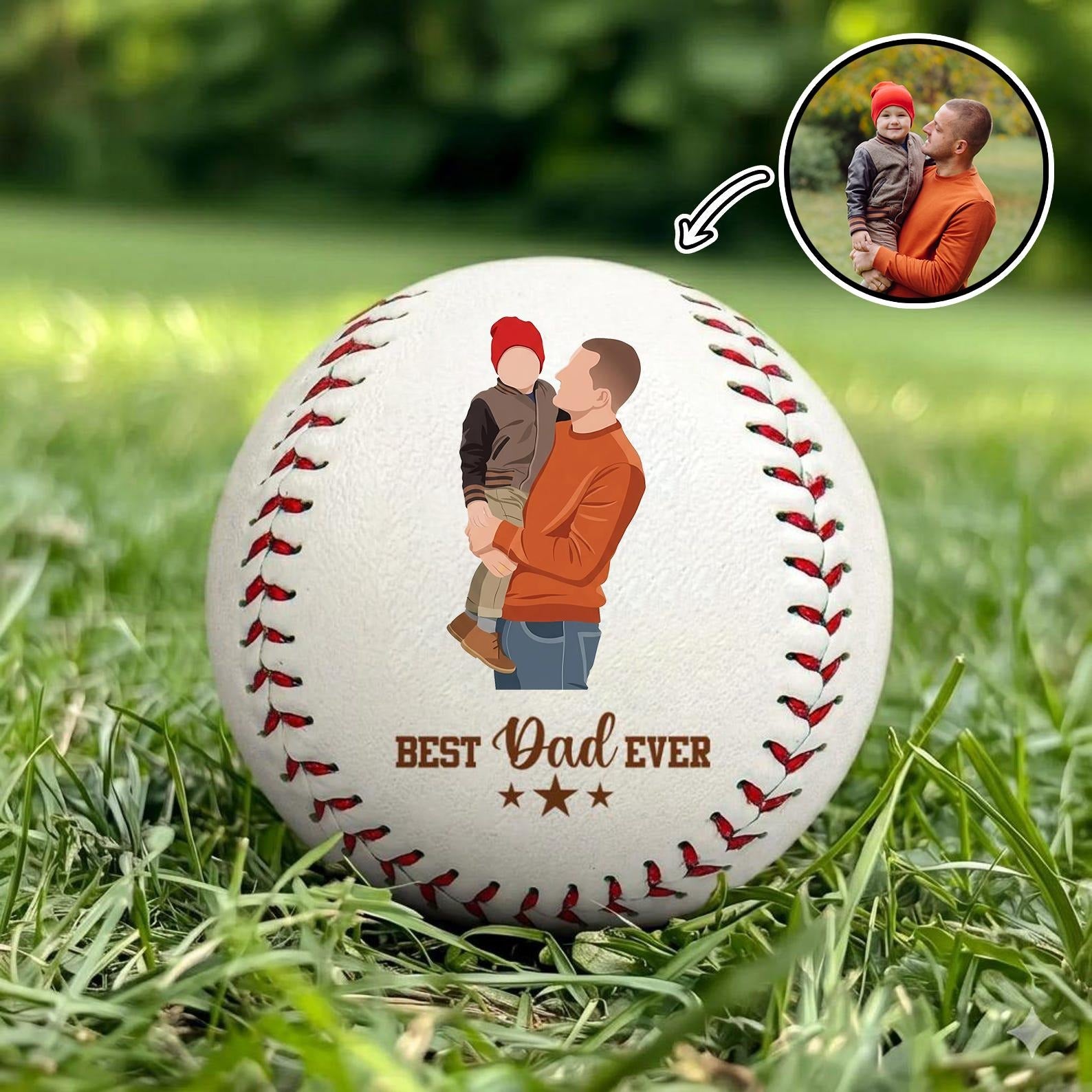 Photo Baseball Gift for Dad | Custom Personalized Best Dad Ever Keepsake, Father’s Day Gift