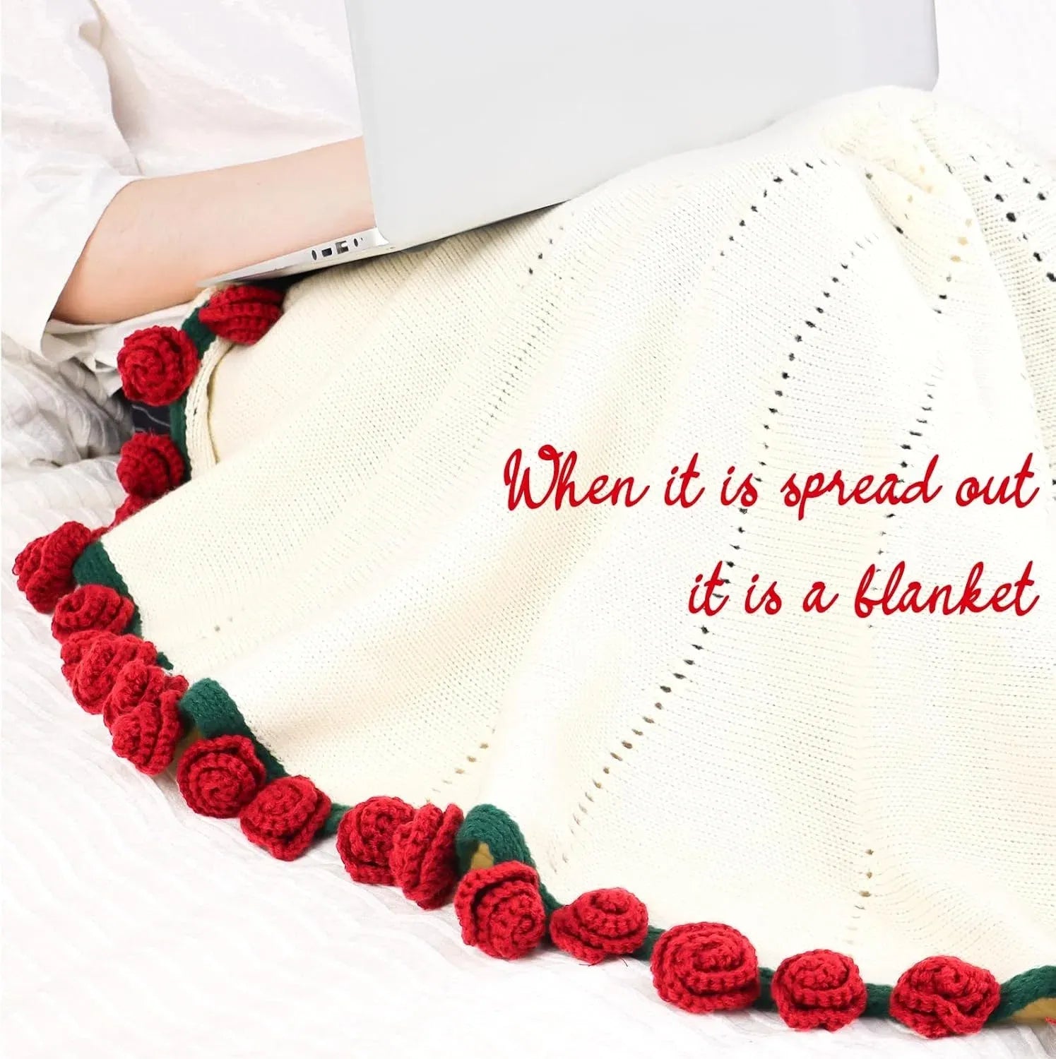 Rose Crochet Flower Blanket – Handmade Throw for Couples & Families