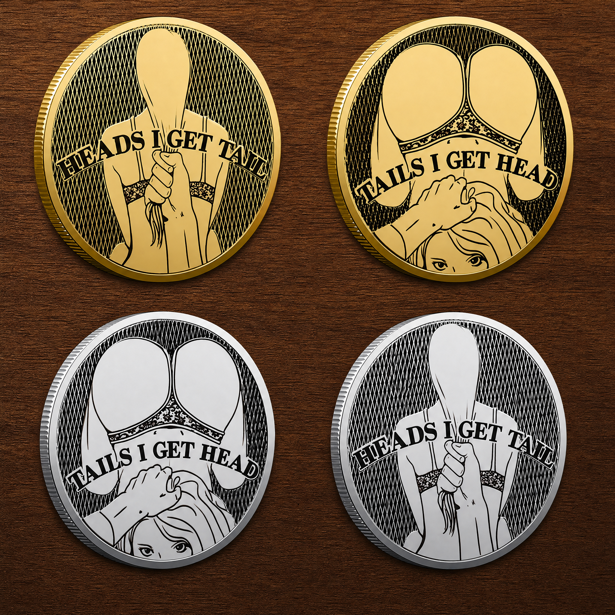 Funny Date Night Coins – Double-Sided Gold & Silver Challenge Coins for Couples, Adult Party Games, Naughty Gifts for Him & Her, Party Favours