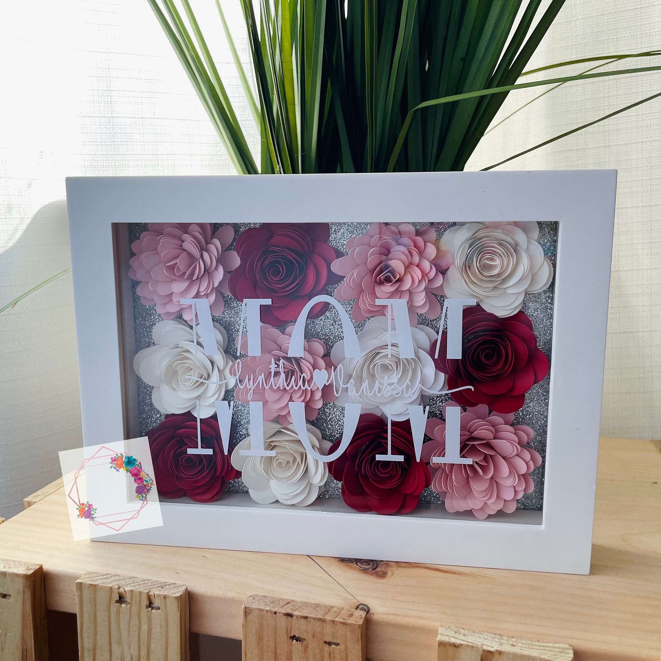 Mom Flower Box | Paper Flower Shadow Box | Custom Gift for Mothers Day, Birthday & Anniversary