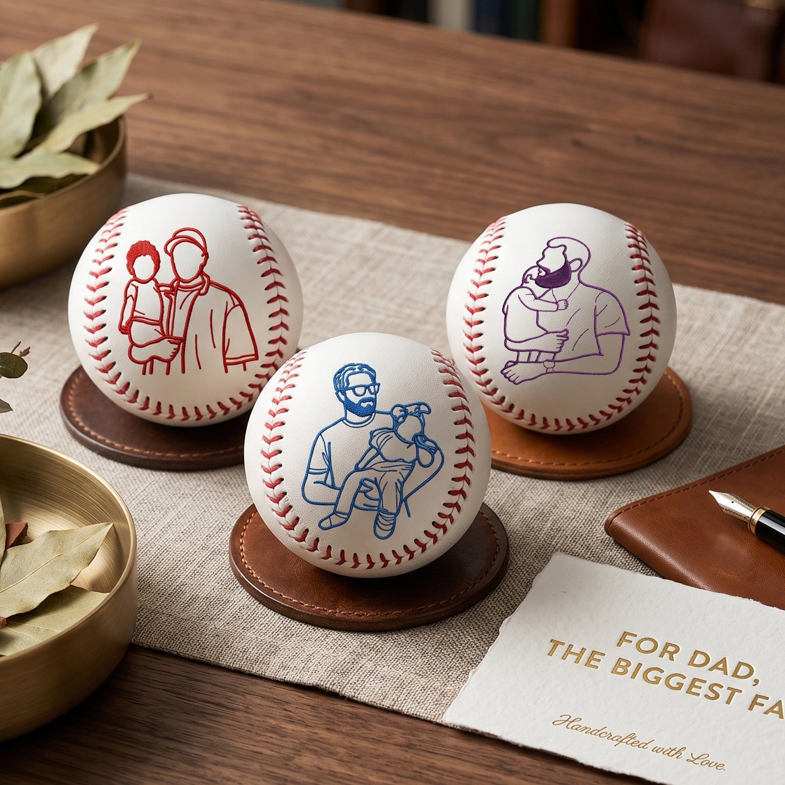 Personalized Embroidered Baseball – One-of-a-Kind Father’s Day Gift with Custom Photo Silhouette