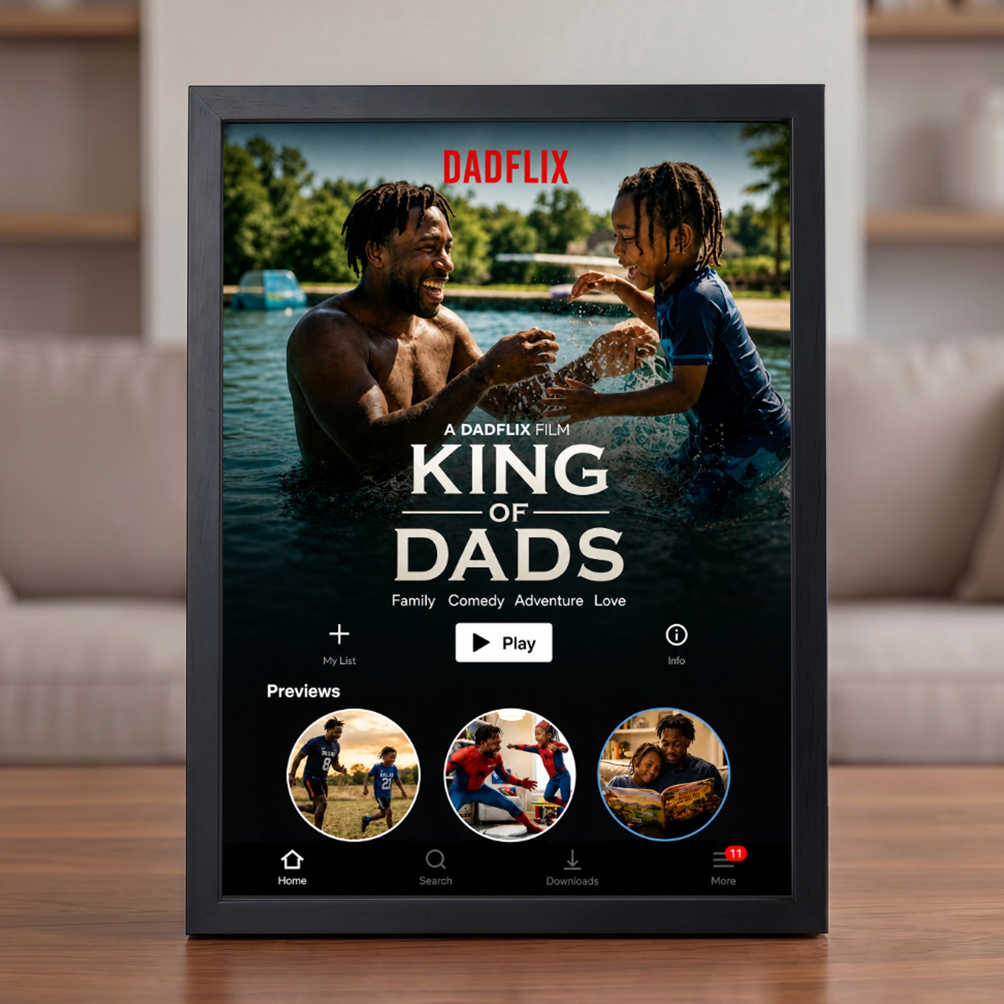 The King of Dads – Personalized Dadflix Movie Poster Frame for Father’s Day