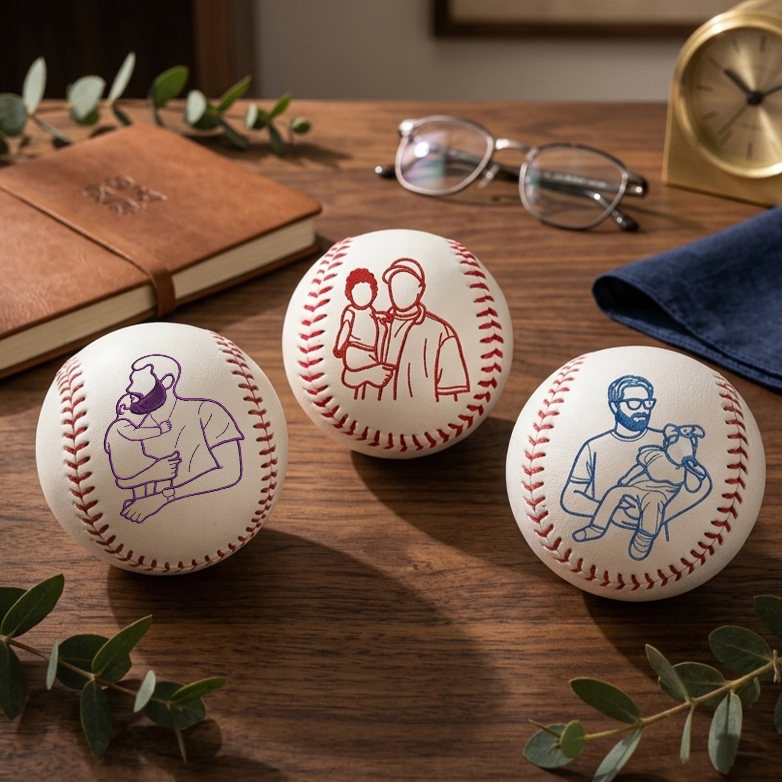 Personalized Embroidered Baseball – One-of-a-Kind Father’s Day Gift with Custom Photo Silhouette