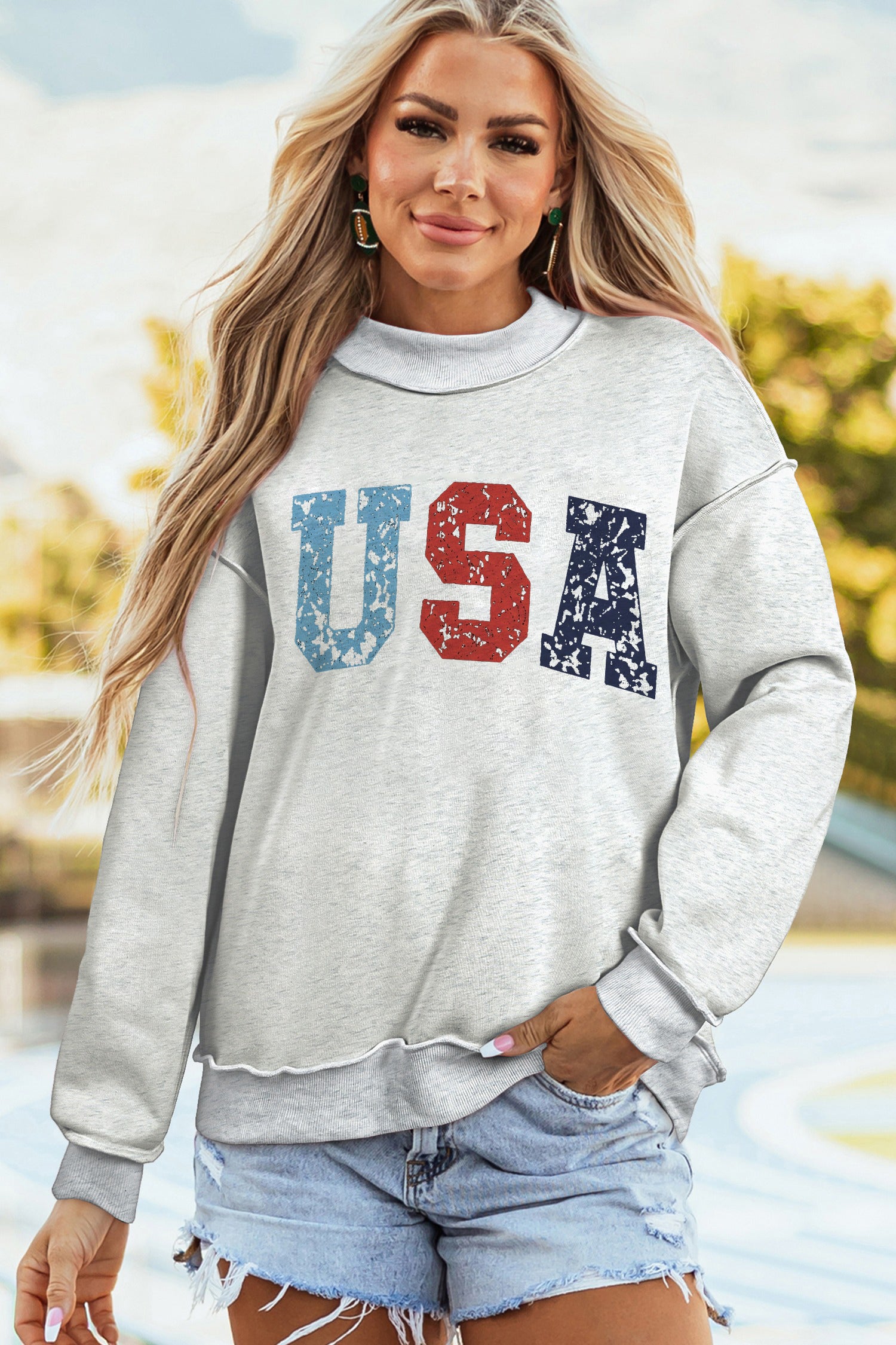 Personalized Reversible Sweatshirt Graphic Mock Neck Customizable Text