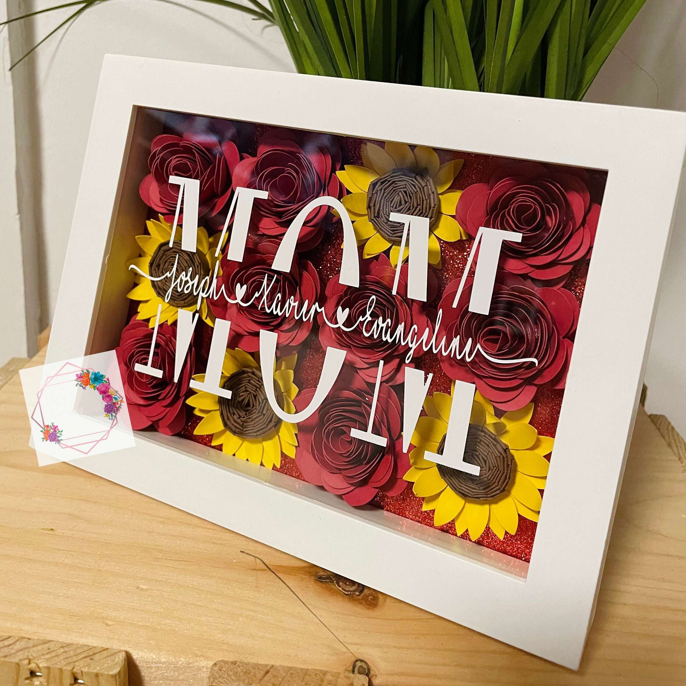 Mom Flower Box | Paper Flower Shadow Box | Custom Gift for Mothers Day, Birthday & Anniversary