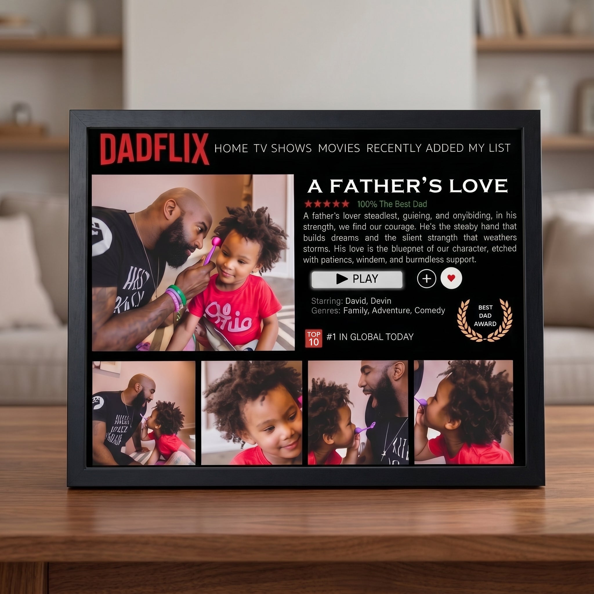 Custom Dad Frame Father's Day Gift,Best Dad Ever, Dadflix