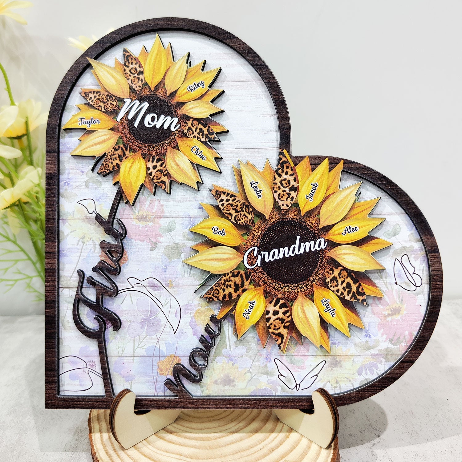 First Mom Now Grandma - Heart Shaped Wooden Puzzle Gift For Mother's Day