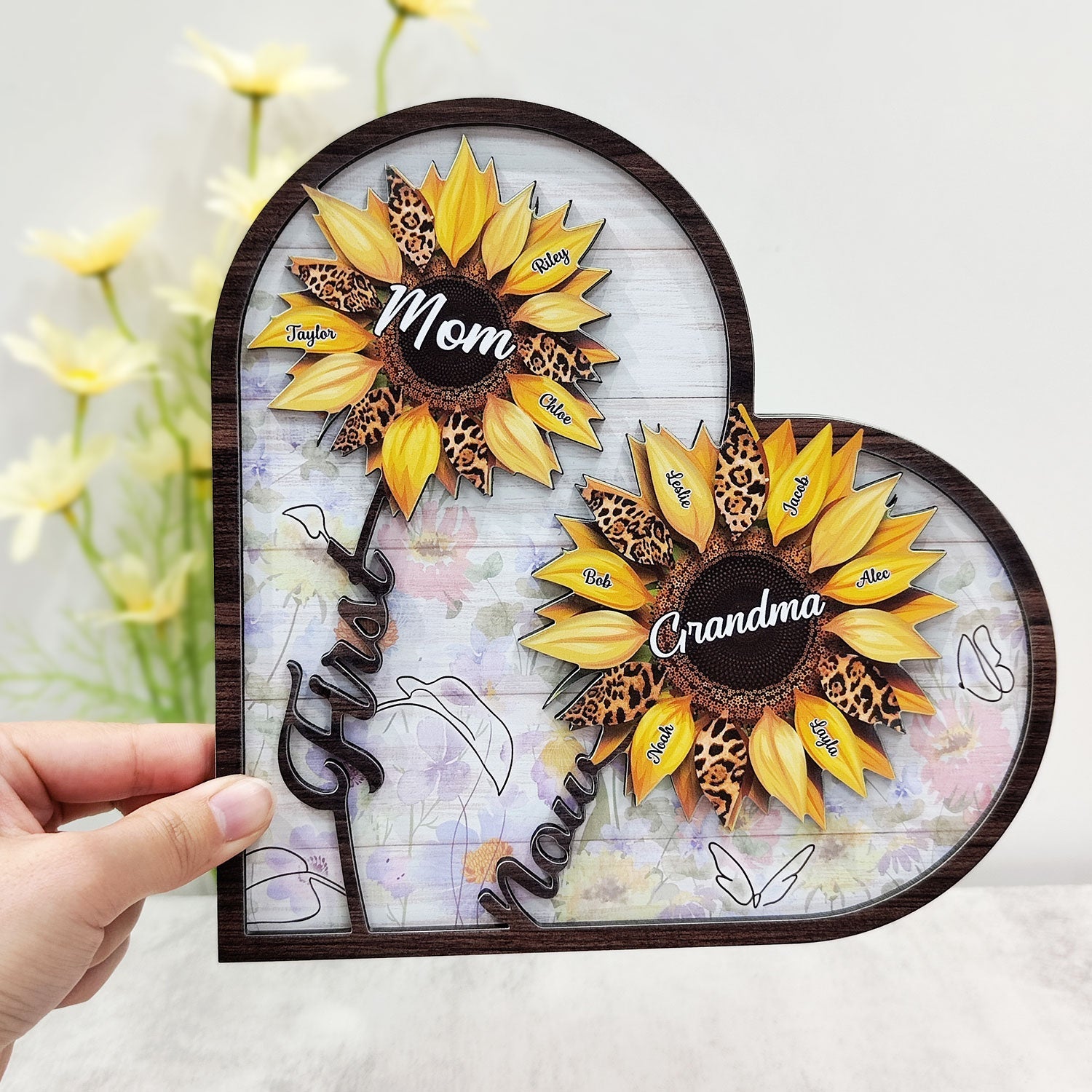 First Mom Now Grandma - Heart Shaped Wooden Puzzle Gift For Mother's Day