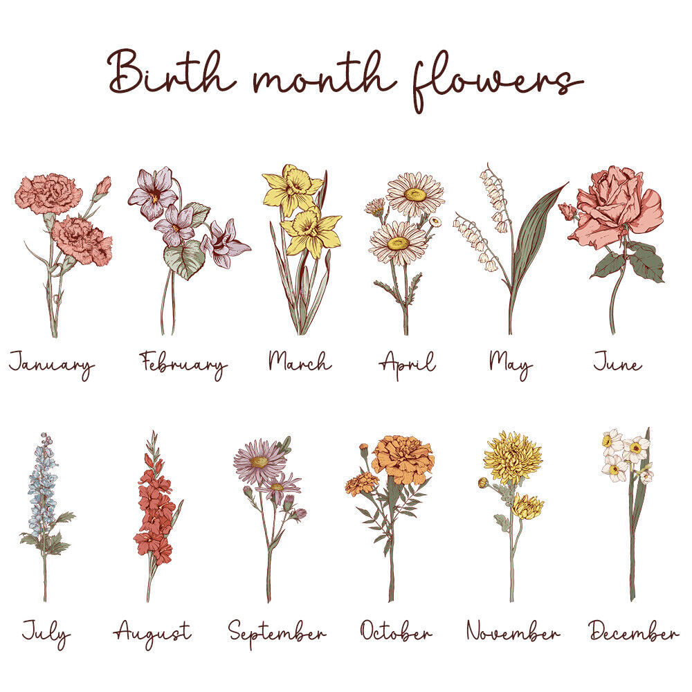 Custom Birth Month Flower LED Night Light, Mother's Day Gift for Grandma Mom