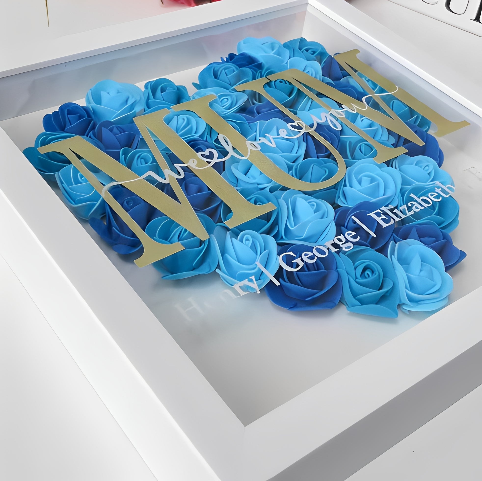 We Love You, Mom - Personalized 3d Floral Photo Frame With Customizable Name And Led Lights