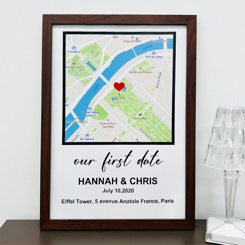 50%OFF⭐️Personalized First Date Map Framed Gift For Couples - Valentine's Day Gift