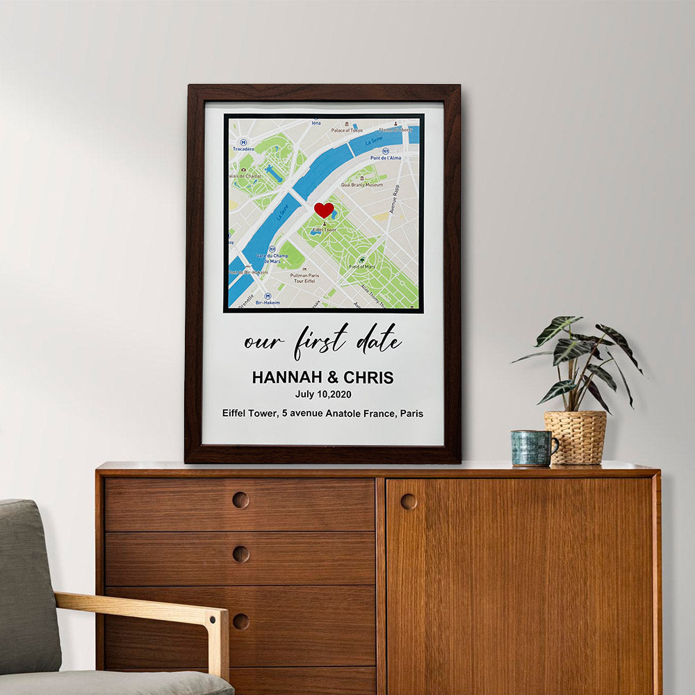 50%OFF⭐️Personalized First Date Map Framed Gift For Couples - Valentine's Day Gift