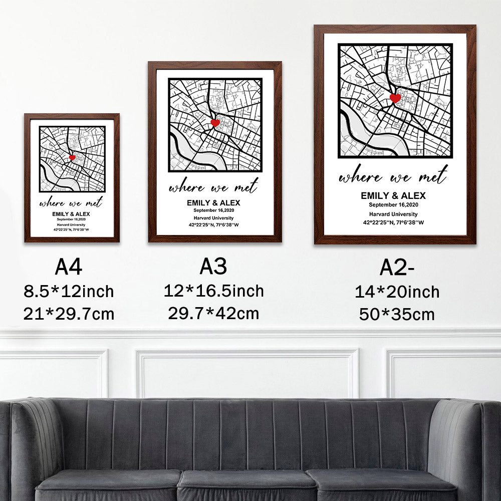 50%OFF⭐️Personalized First Date Map Framed Gift For Couples - Valentine's Day Gift