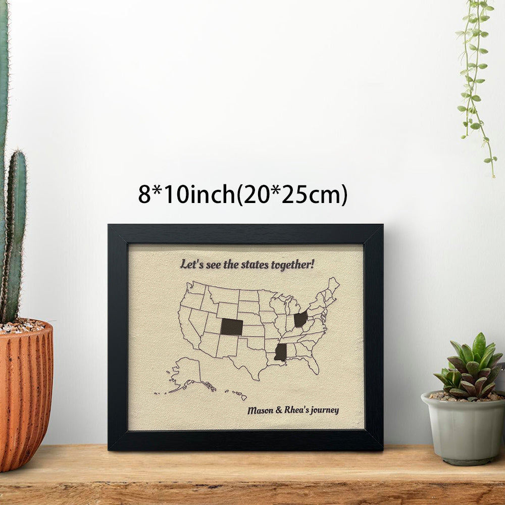 50%OFF🔥Custom Travel Map Outline of United States DIY Gift for Valentine's Day